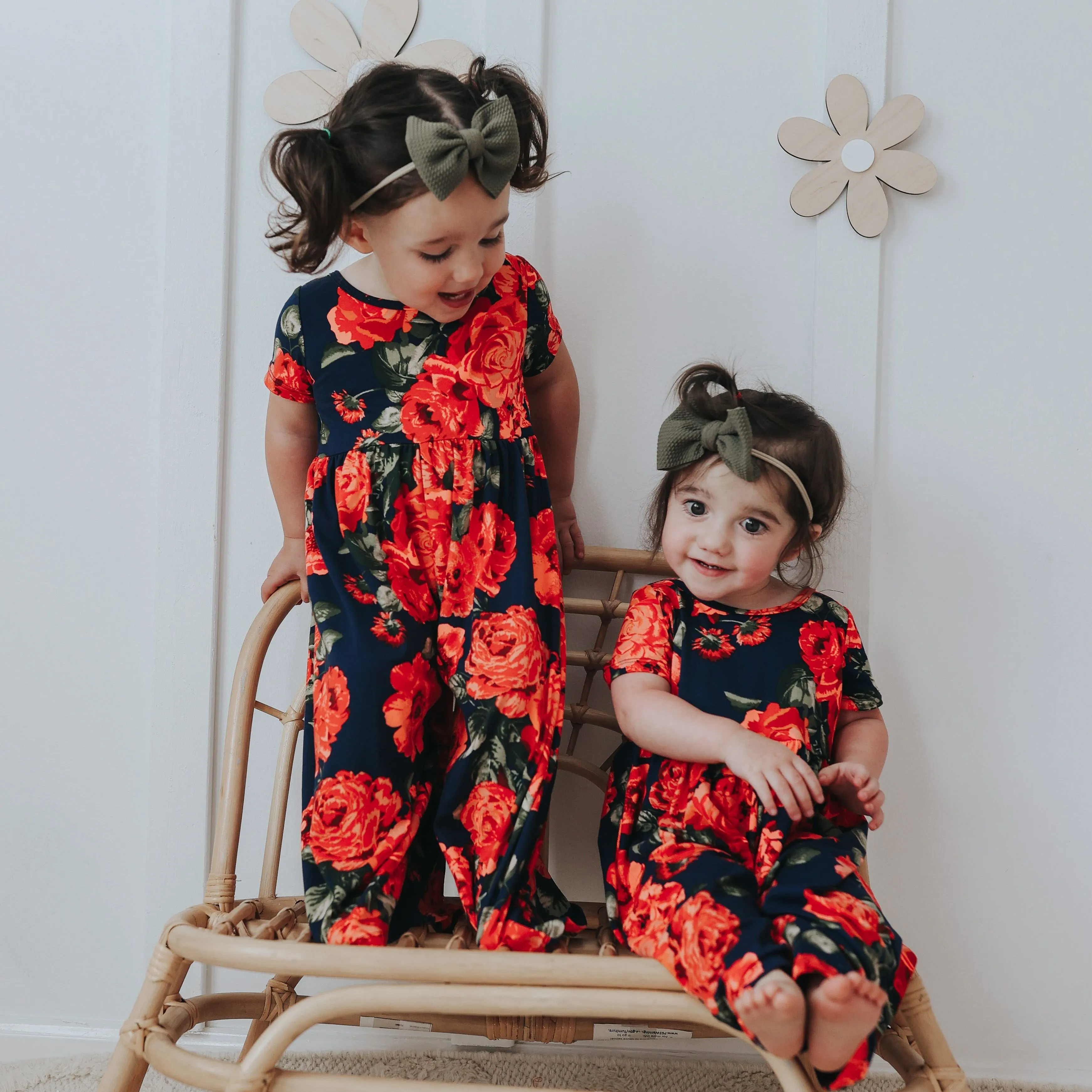 Red Floral Long Leggy Romper