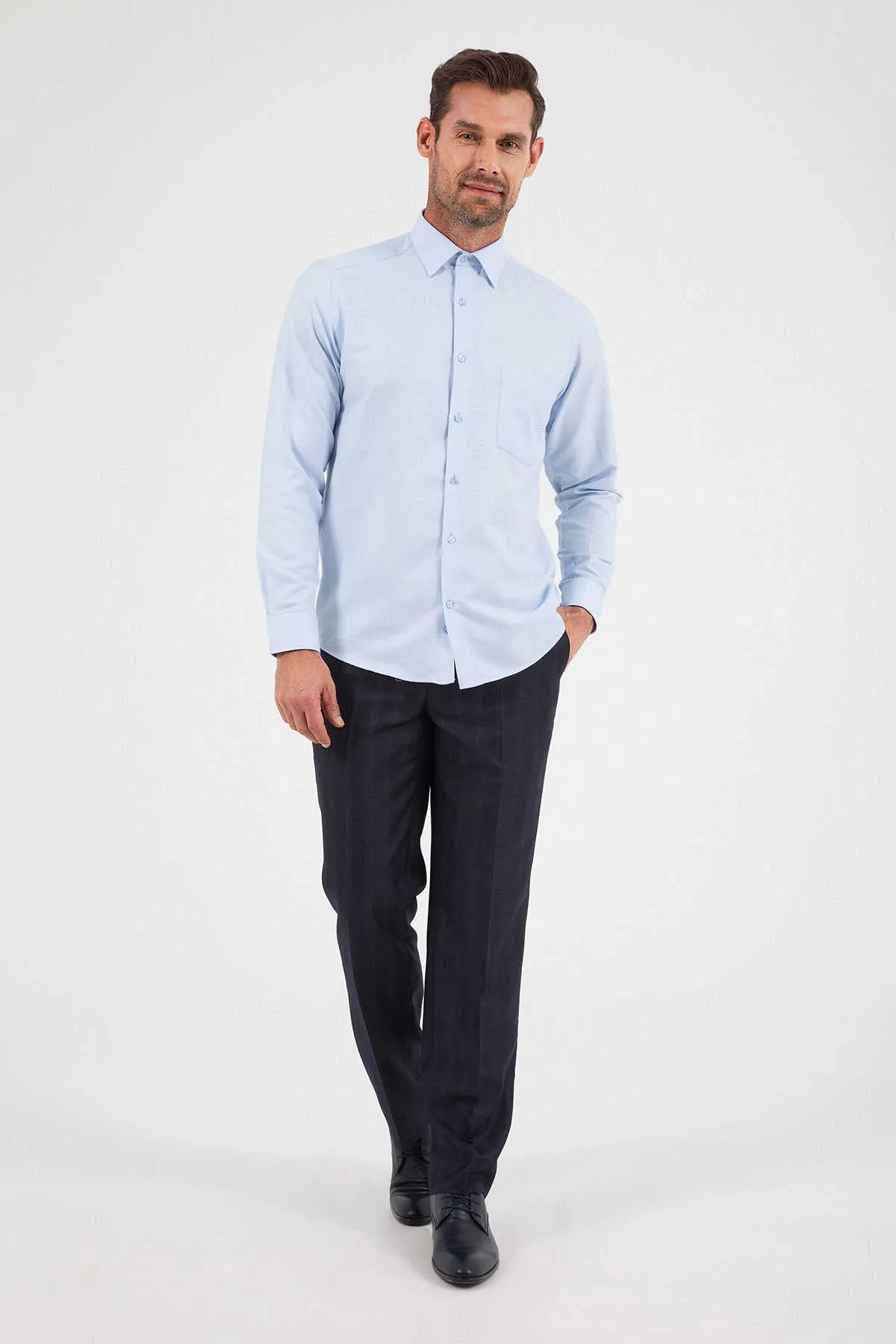 Regular Fit Cotton Light Blue Dress Shirt