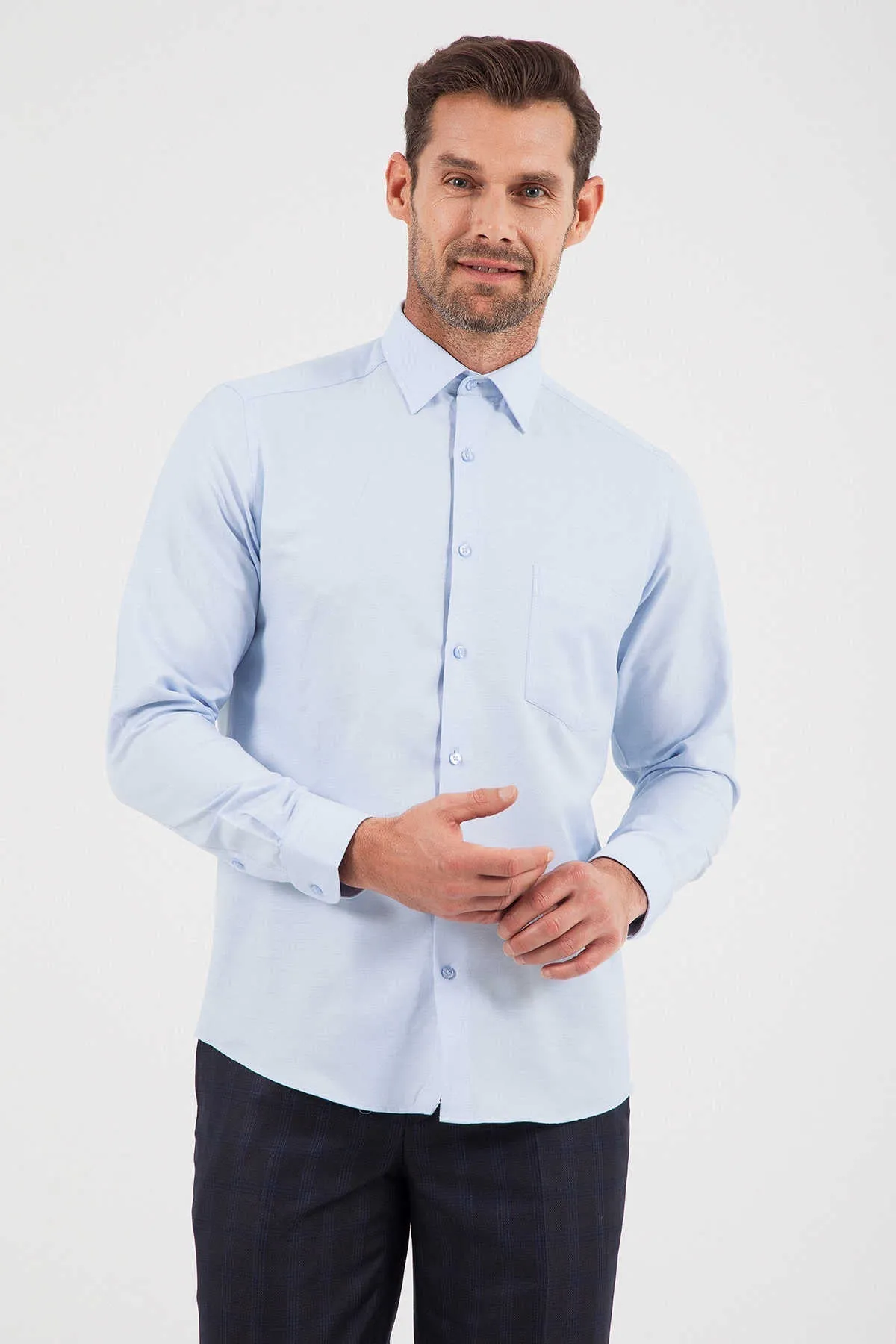 Regular Fit Cotton Light Blue Dress Shirt