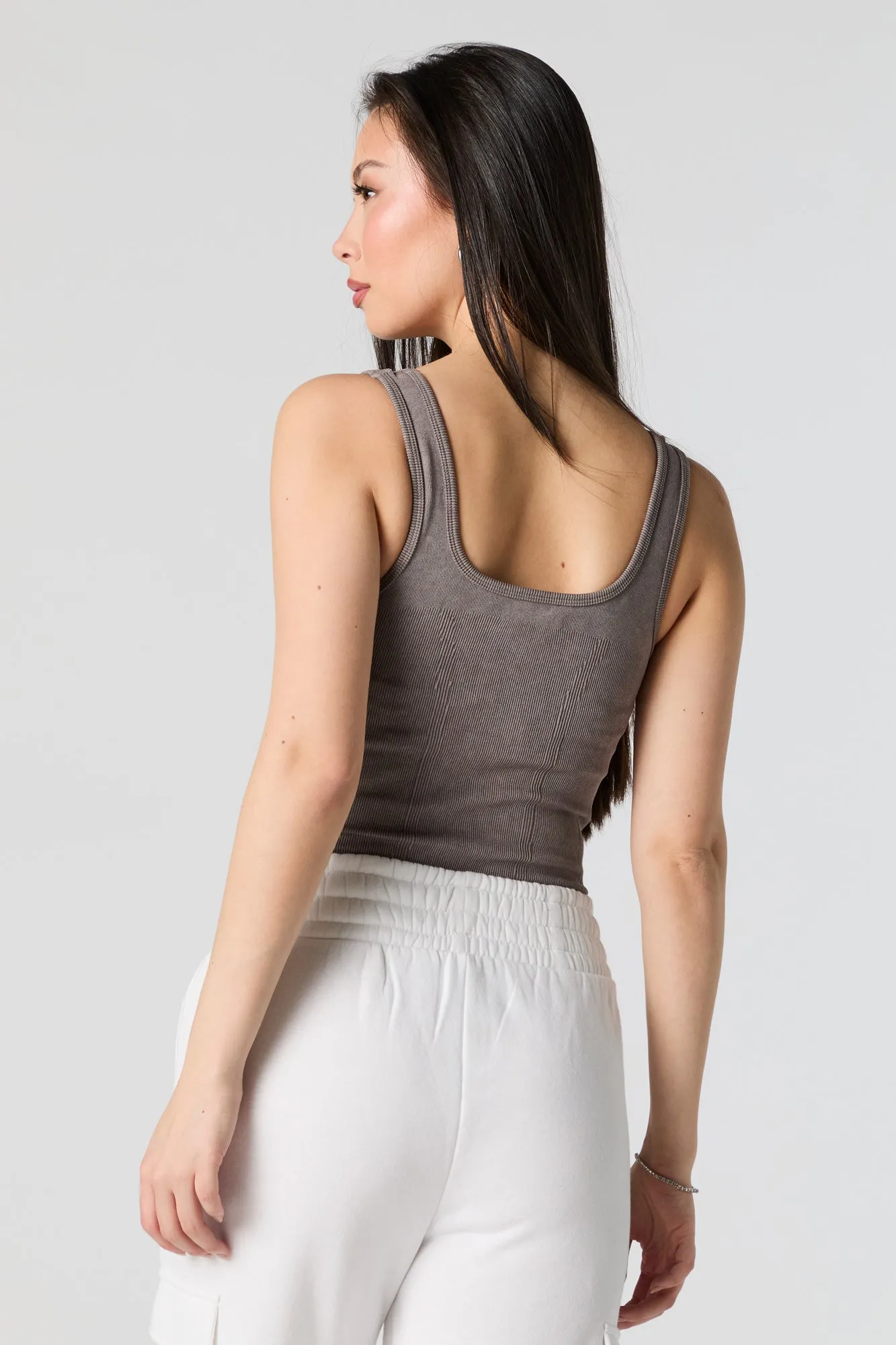 Ribbed Scoop Neck Tank Bodysuit