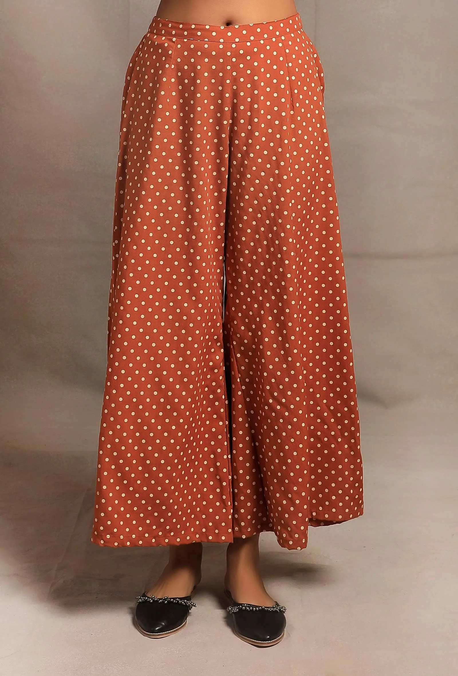 Rust Orange Hand Block Printed Palazzo Pants