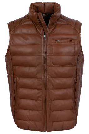 Scully Ribbed Cognac Lamb Leather Vest