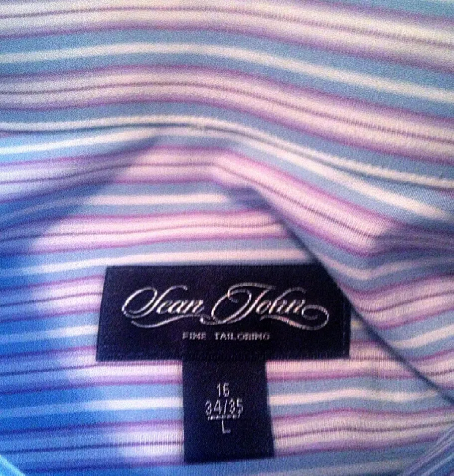 Sean John- Blue/Purple Stripe, FC-BD Dress Shirt- size L (16x34/35)