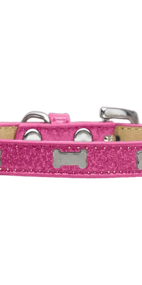 Silver Bone Widget Dog Collar Pink Ice Cream Size 10