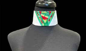 Single Collar White with Red And Green Accents