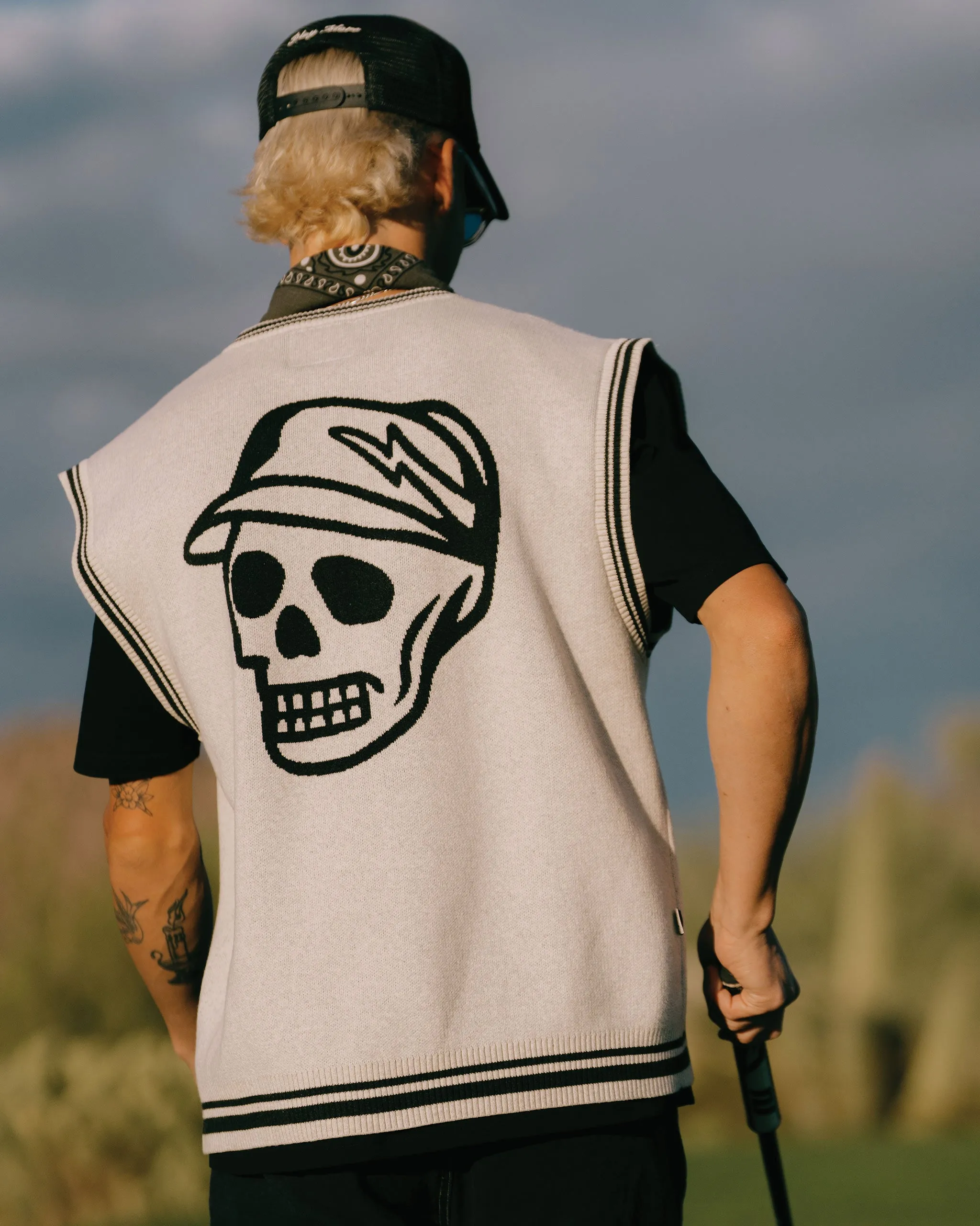 Skull Icon Sweater Vest - Oat