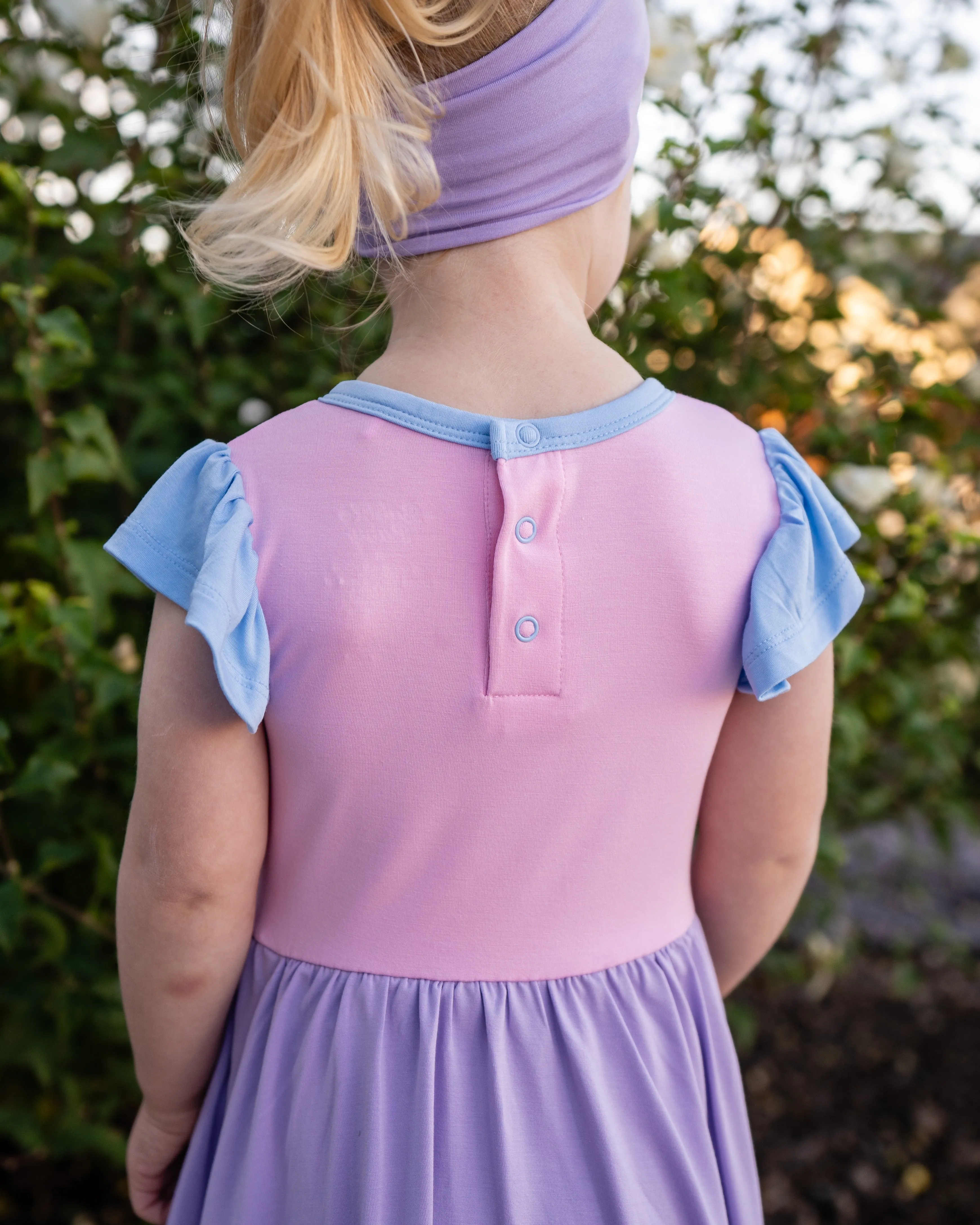 Sky / Petal / Lilac Colorblock | Flutter Bodysuit Dress