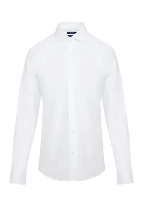 Slim Fit Long Sleeve Cotton White Dress Shirt