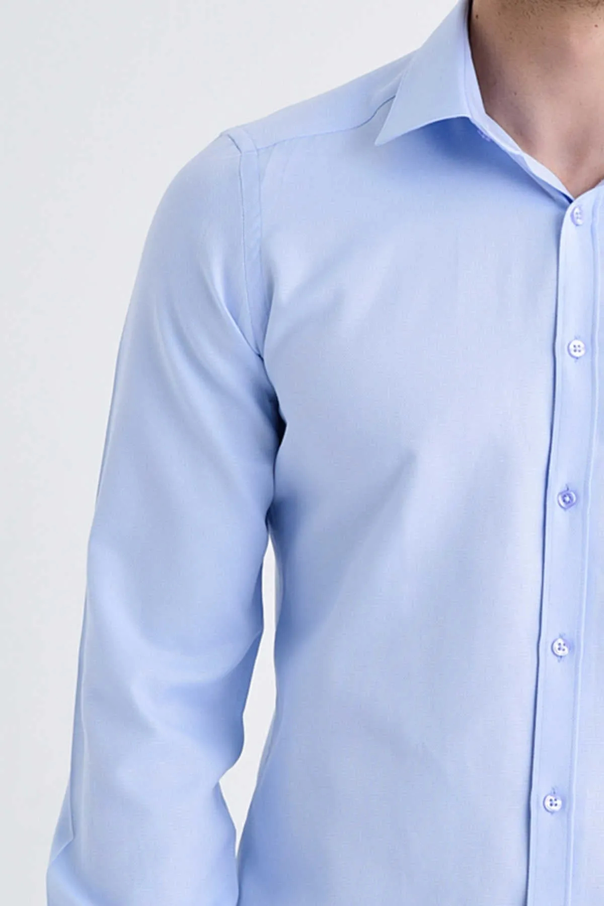 Slim Fit Patterned Cotton Blend Casual Shirt, Ice Blue D.