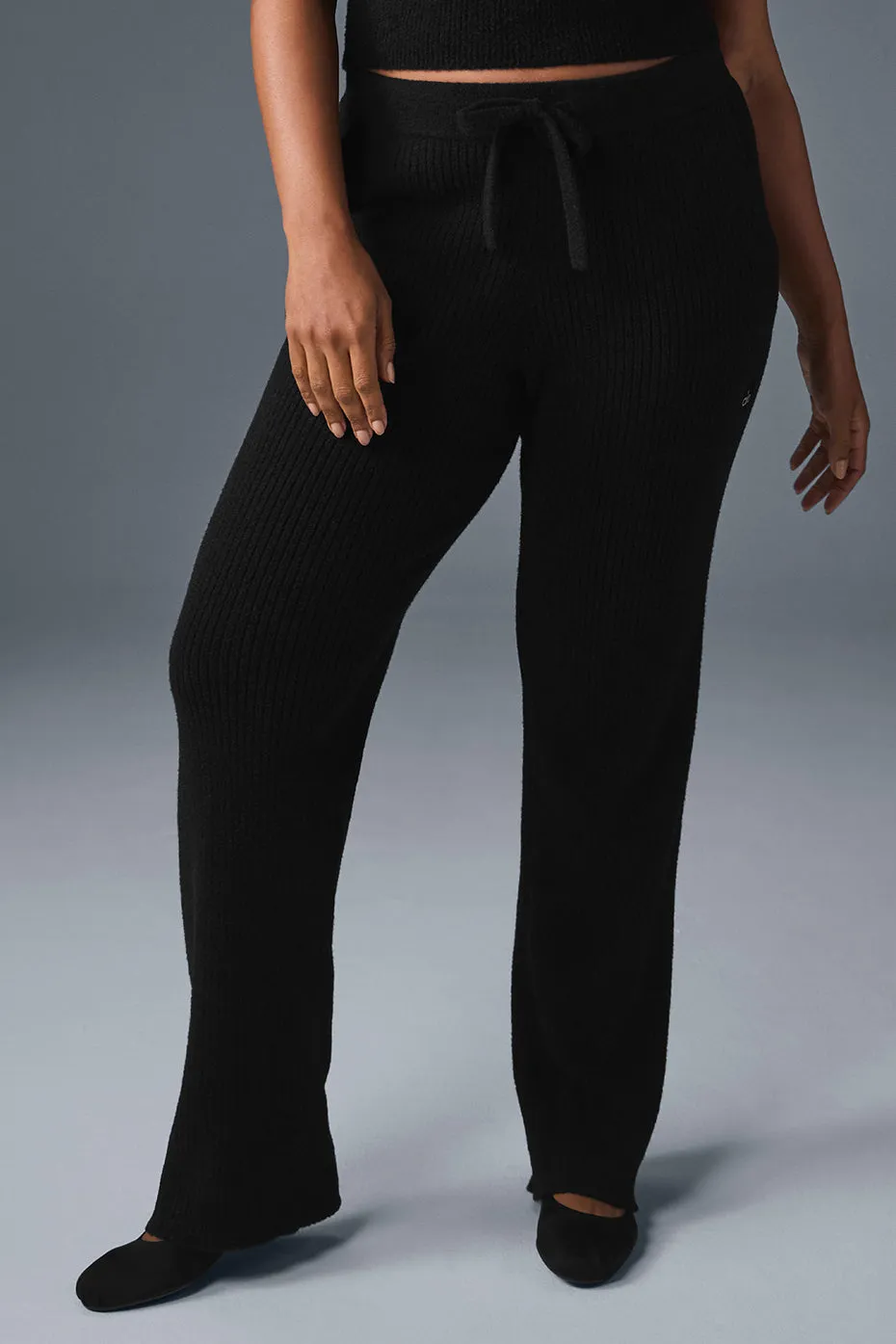 Snuggle Up Sweater High-Waist Wide Leg Pant - Black