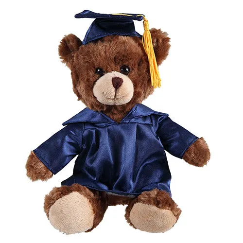 Soft Plush Chocolate Sitting Teddy Bear in Graduation Cap & Gown Stuffed Animal