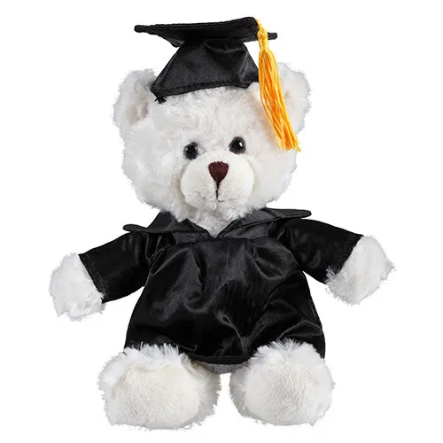 Soft Plush Cream Sitting Teddy Bear in Graduation Cap & Gown Stuffed Animal