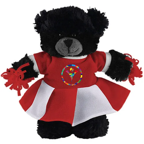 Soft Plush Stuffed Black Teddy Bear with Cheerleader Outfit