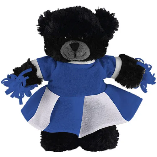 Soft Plush Stuffed Black Teddy Bear with Cheerleader Outfit