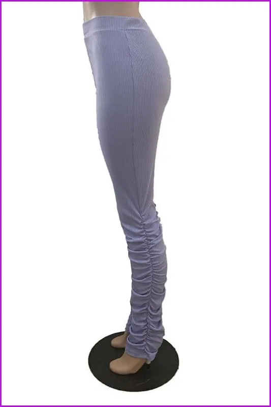 Solid High Waist Stacked Hem Skinny Pants For WomenDE928