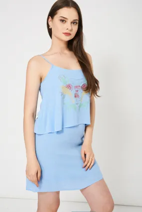 Spaghetti Strap Blue Summer Dress