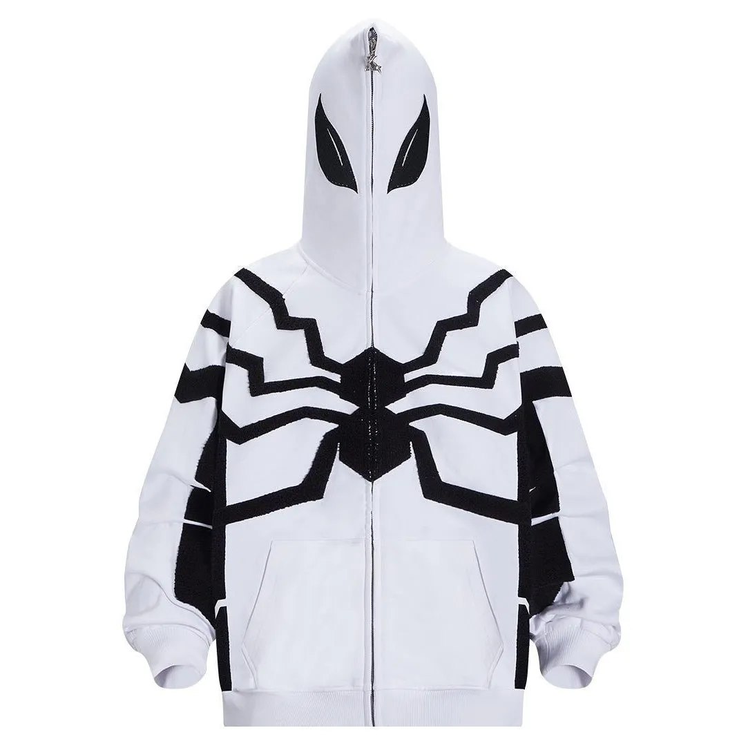 Stylish Contrast Color Spider-Man Full-Zip Hoodie