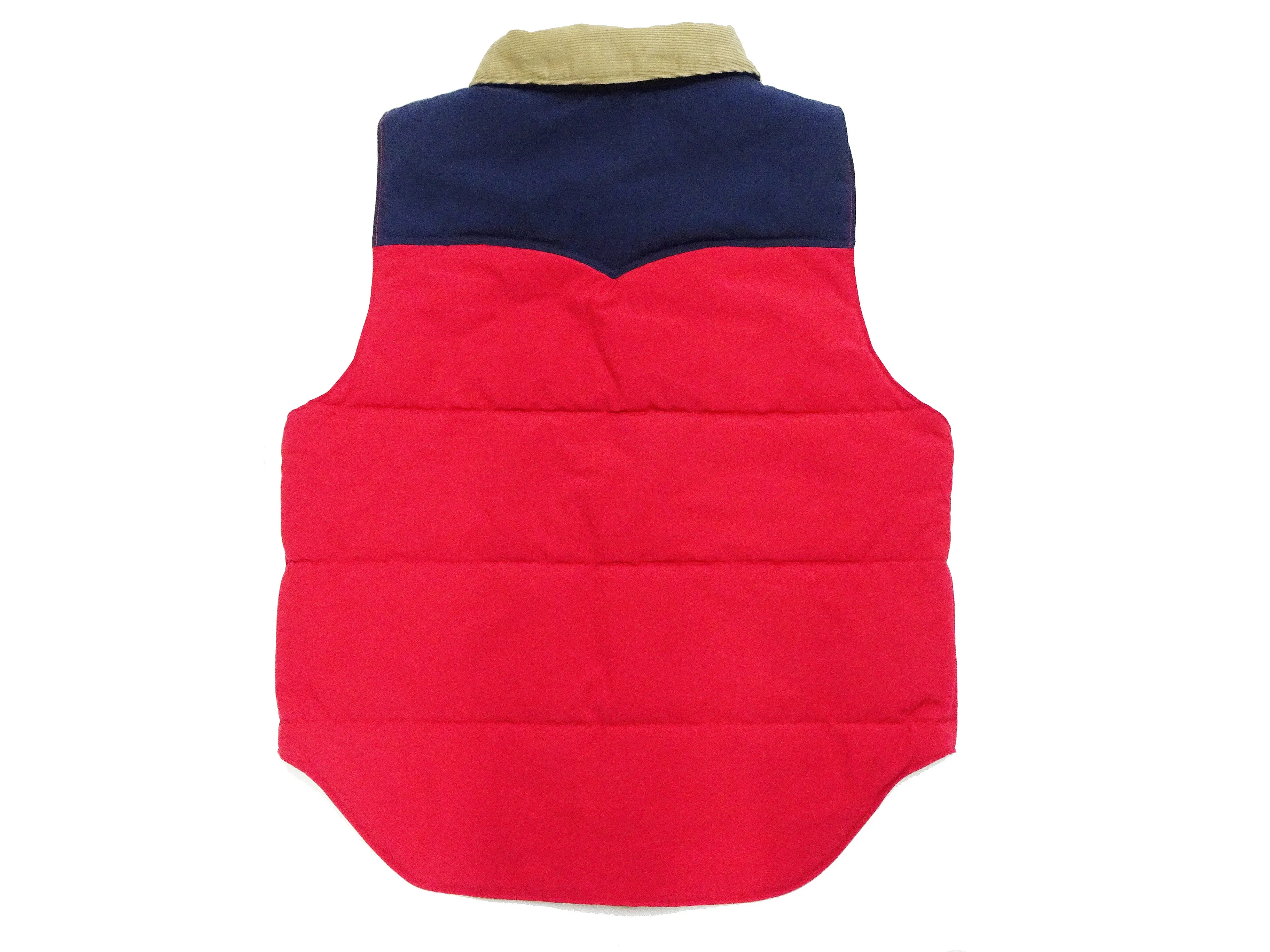 Sugar Cane Puffer Vest Men's Outer Vest Contrast Yoke Panel Padded Vest SC15400 165 Red/Navy-Blue/Beige