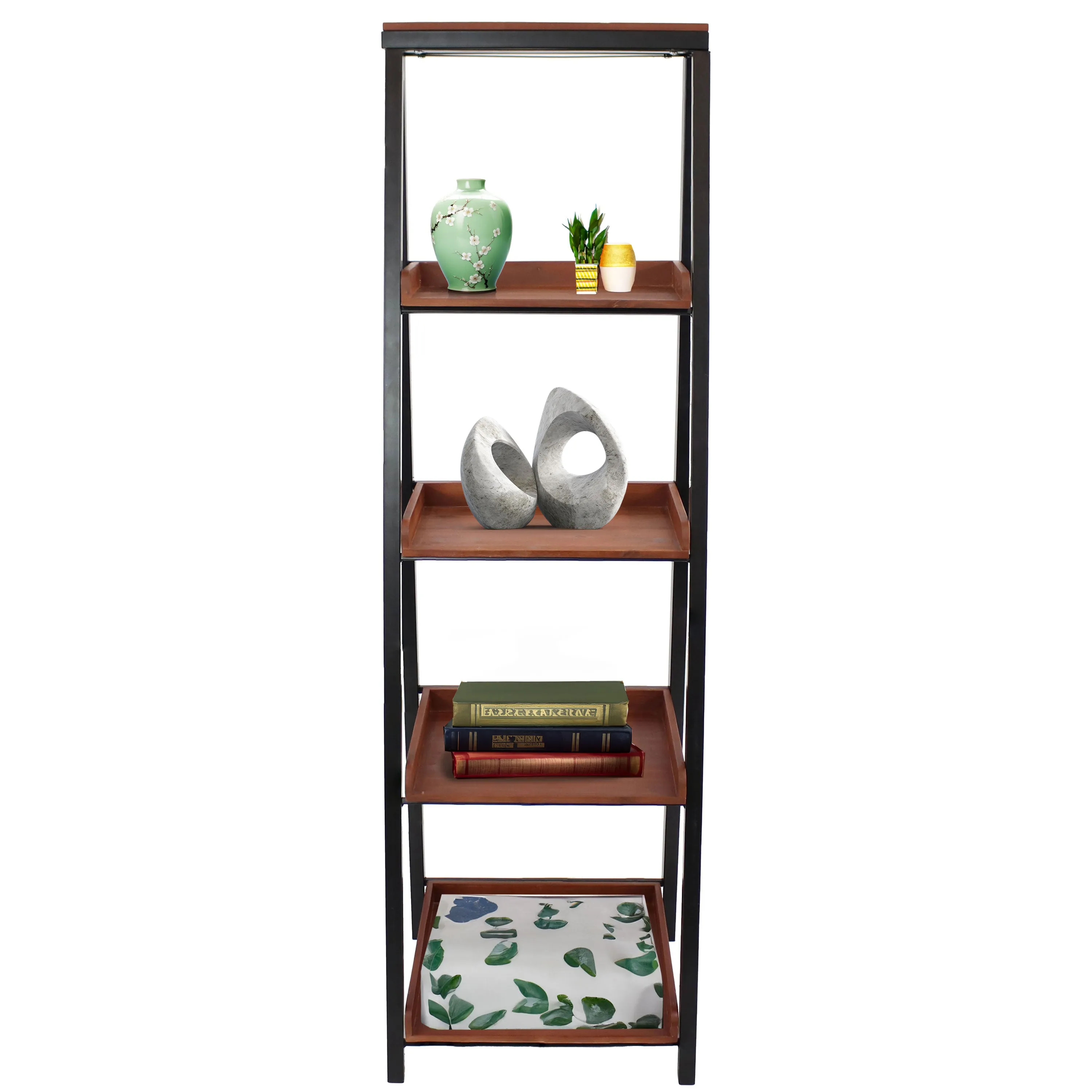 Sunnydaze Indoor 4-Tier Leaning Ladder Shelf - 59.75" H