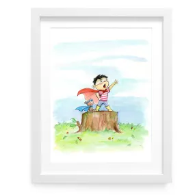 Super Boy & Teddy Art Print