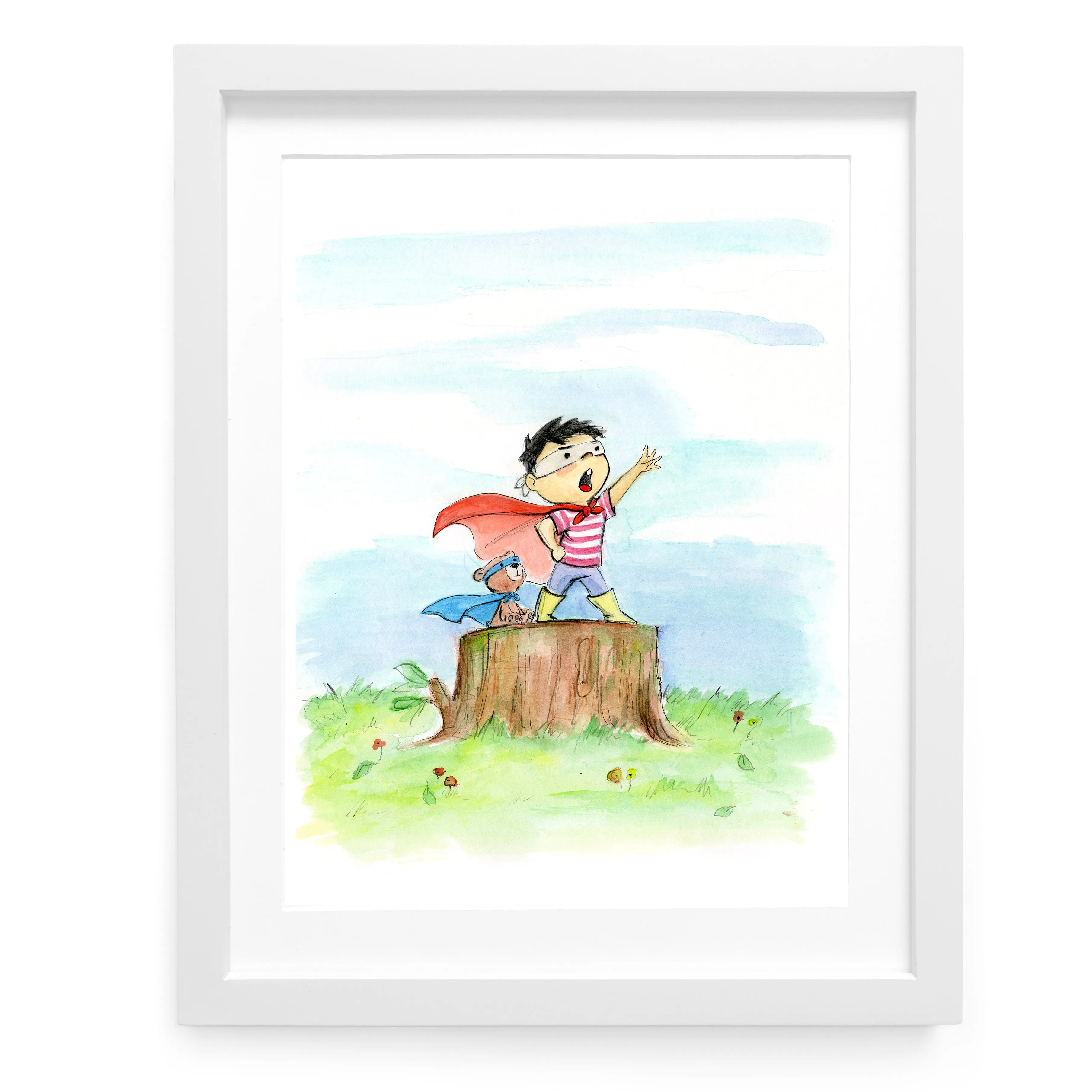 Super Boy & Teddy Art Print