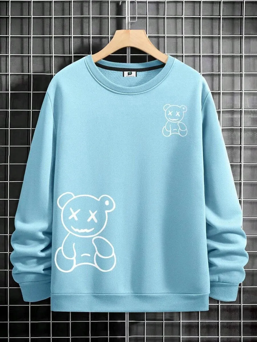 SXV  'TEDDY TEDDY’ Printed Cool Aesthetic Drop Shoulder Oversized Baggy Sweatshirt