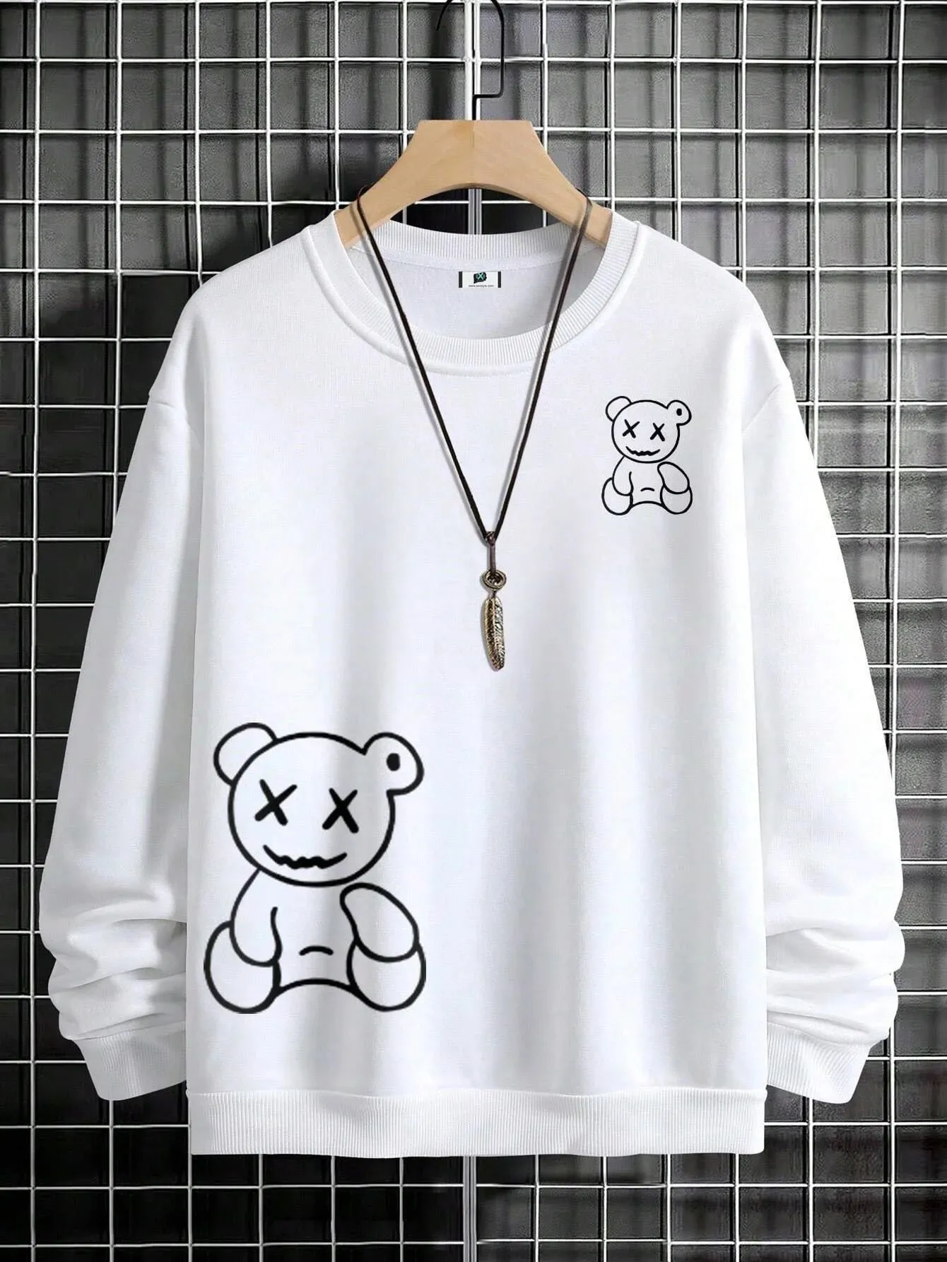 SXV  'TEDDY TEDDY’ Printed Cool Aesthetic Drop Shoulder Oversized Baggy Sweatshirt