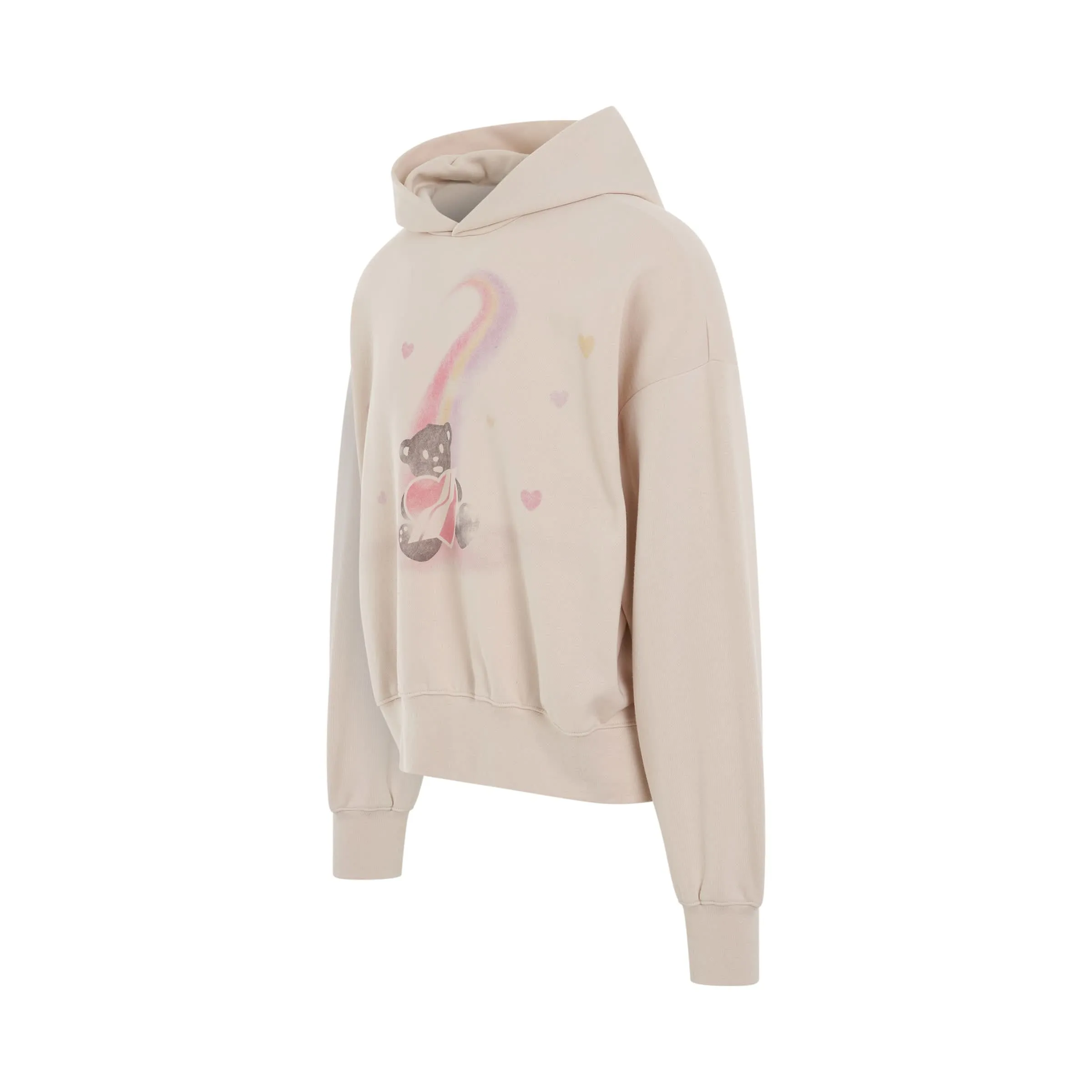 Teddy Bear Print Hoodie in Ivory