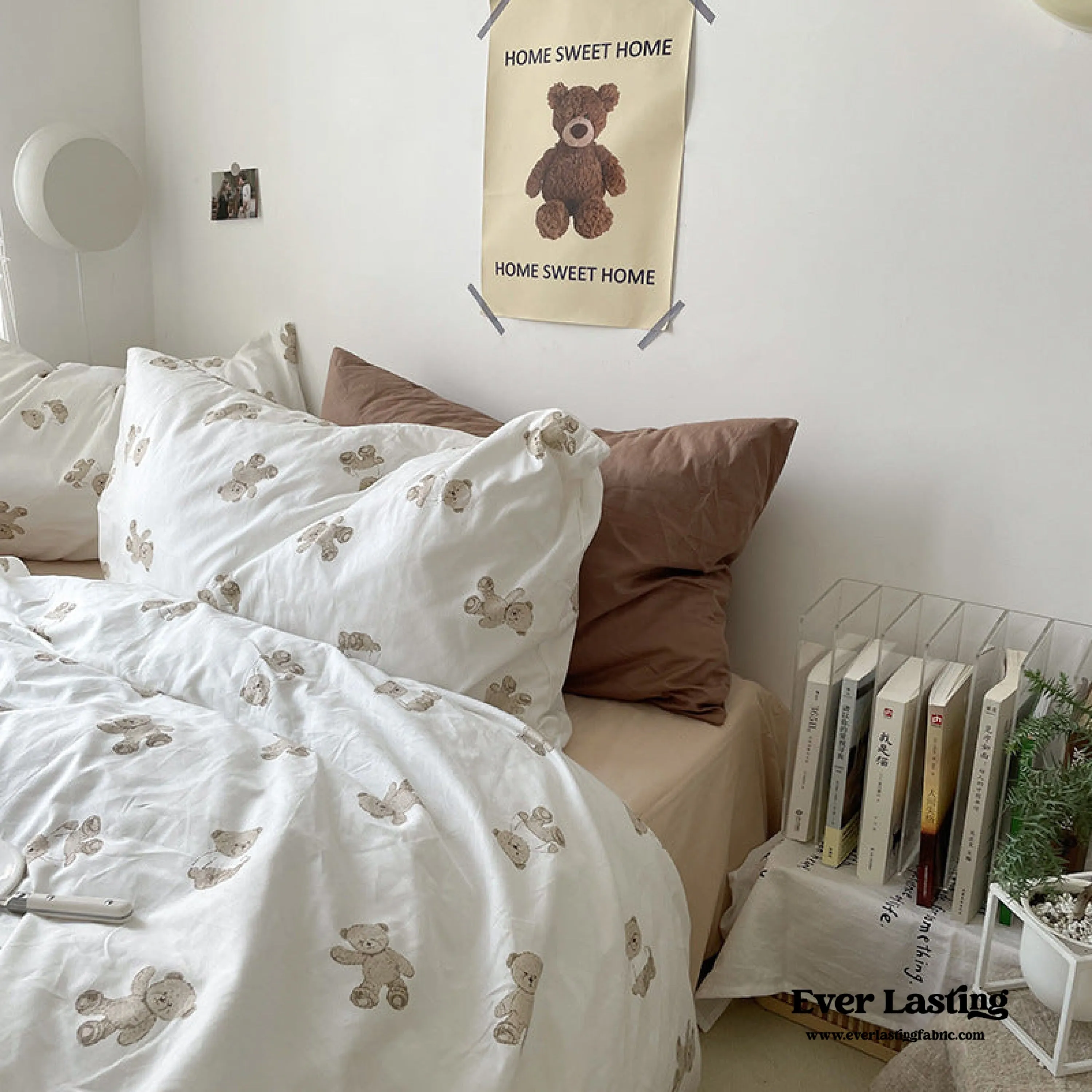 Teddy Duvet Cover / White   Beige