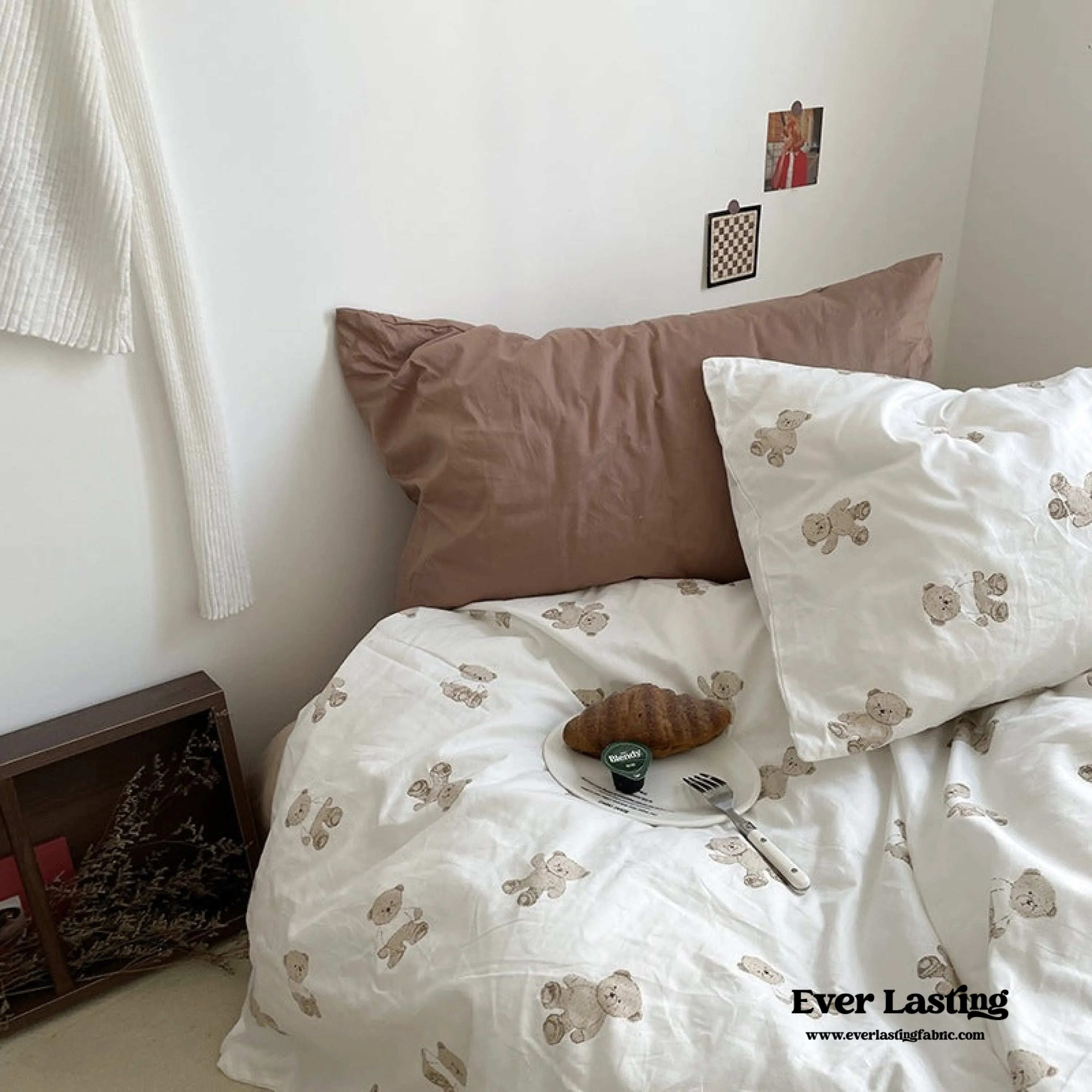 Teddy Duvet Cover / White   Beige