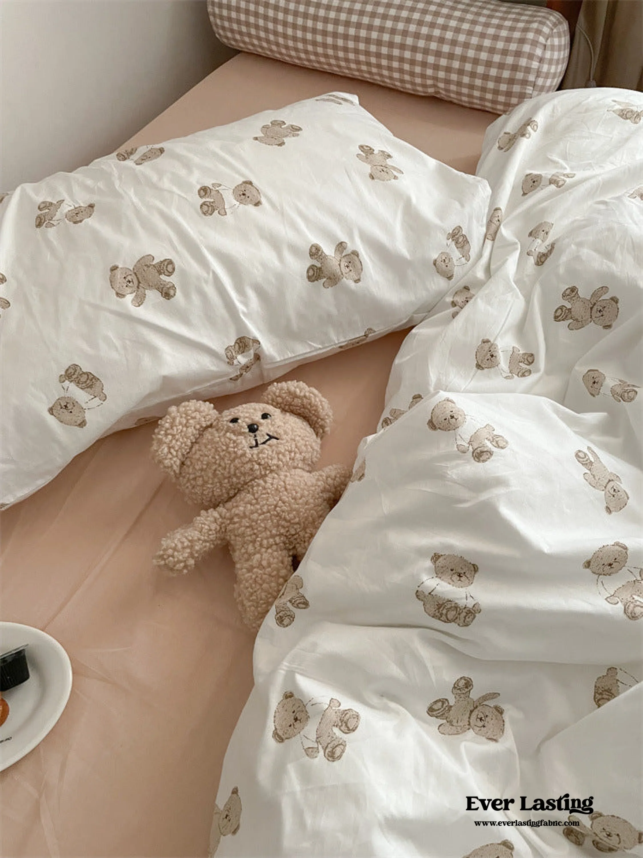 Teddy Duvet Cover / White   Beige