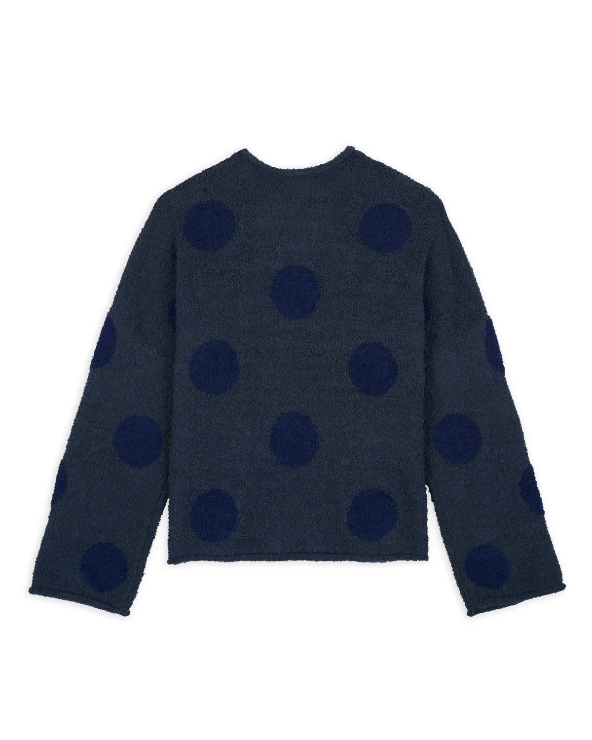 Teddy Fur Dot Knit Sweater - Navy