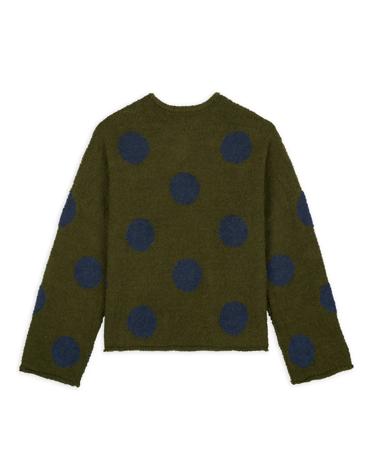 Teddy Fur Dot Knit Sweater - Olive