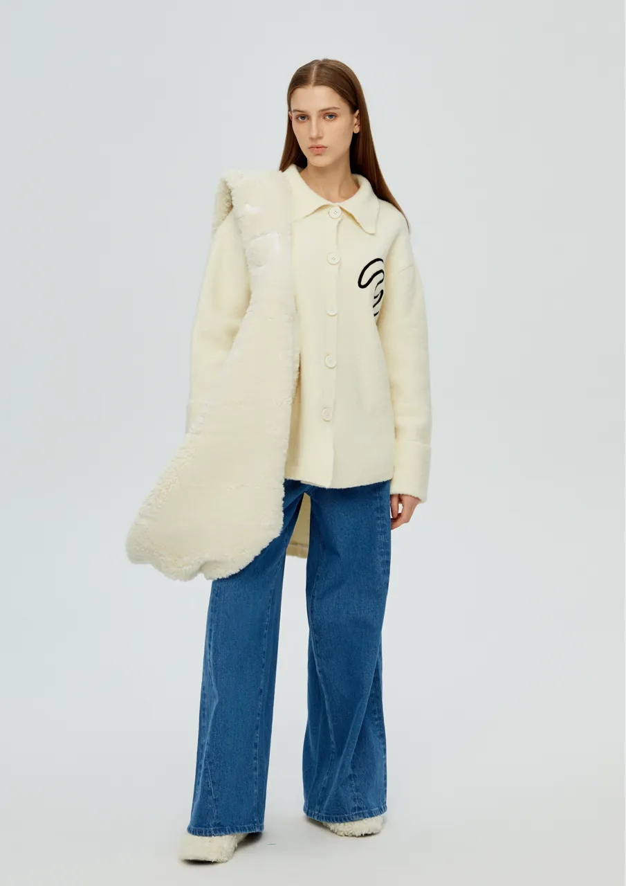 Teddy Knit Cardigan - White