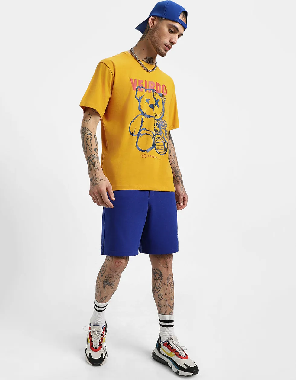 Teddy Mustard Oversized Front Graphic Printed Tshirt