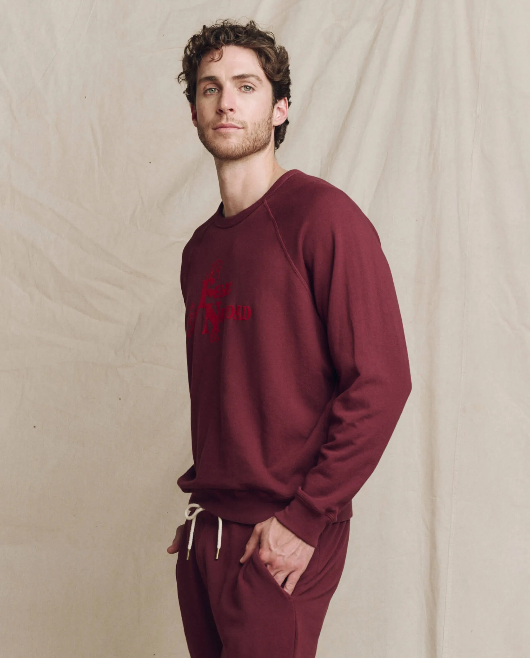 The Men's College Sweatshirt. Graphic -- Mulled Wine with Feliz Navidad Graphic