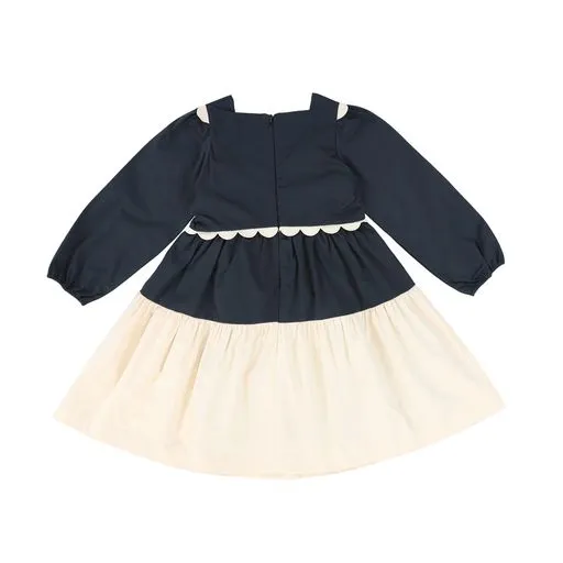 THE MIDDLE DAUGHTER BLACK IVORY SCALLOP TRIM DRESS [Final Sale]