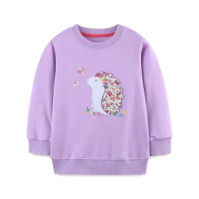 Toddler/Kid Girl's Hedgehog Design Purple Sweatshirt