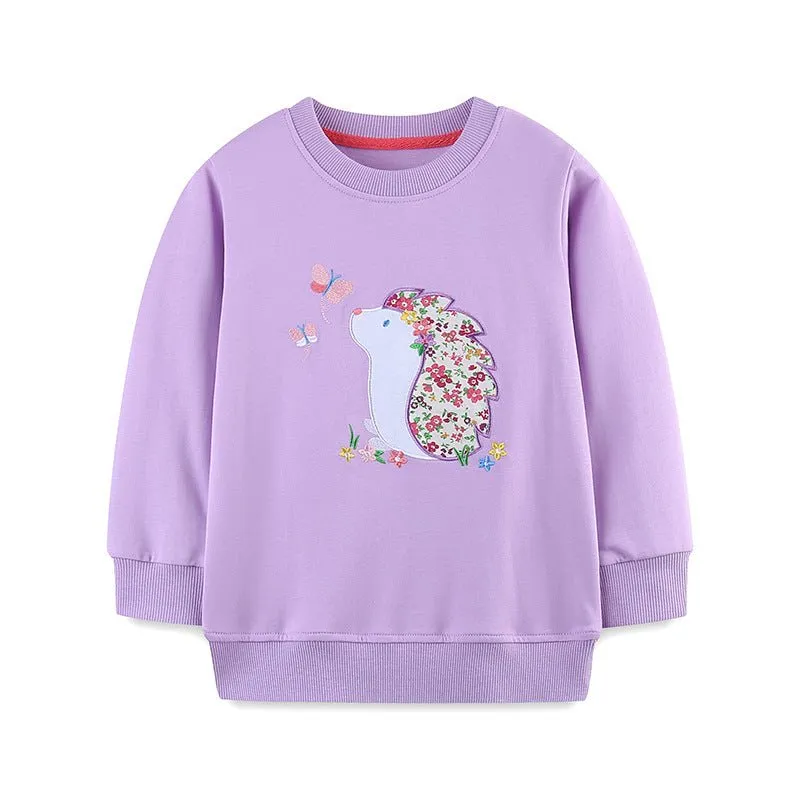 Toddler/Kid Girl's Hedgehog Design Purple Sweatshirt