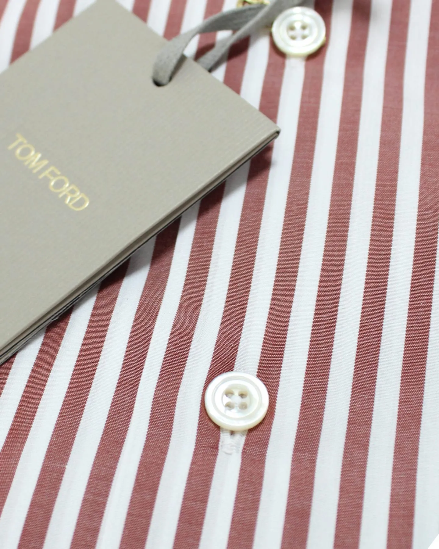 Tom Ford Button-Down Shirt White Maroon Stripes 39 - 15 1/2 SALE