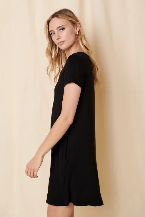 V-Neck T-Shirt Dress with Pockets