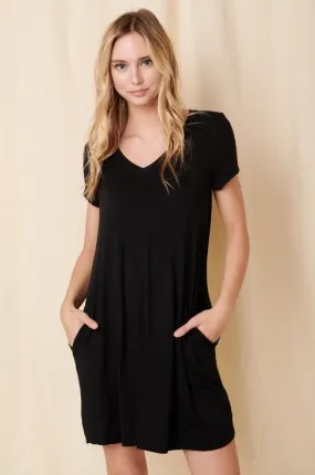 V-Neck T-Shirt Dress with Pockets