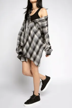 Valery Shirt Dress in Grey Plaid