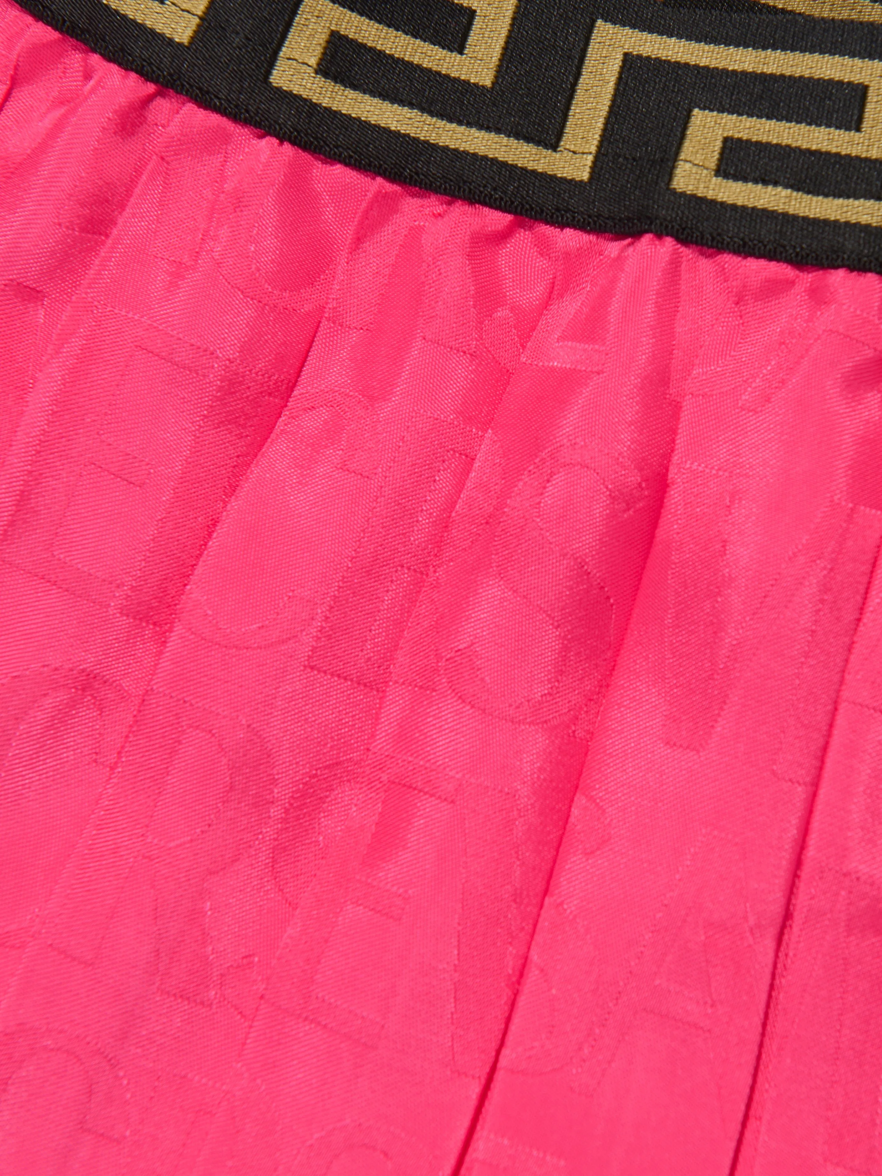 Versace Girls Jacquard Logo Pleated Skirt in Pink