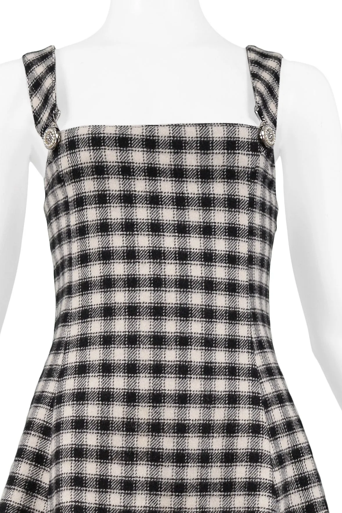 VERSUS BLACK & WHITE CHECK OVERALL DRESS