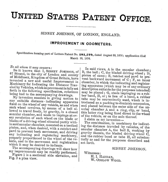 Victorian S Johnson's Patent Revolution Indicator or Odometer