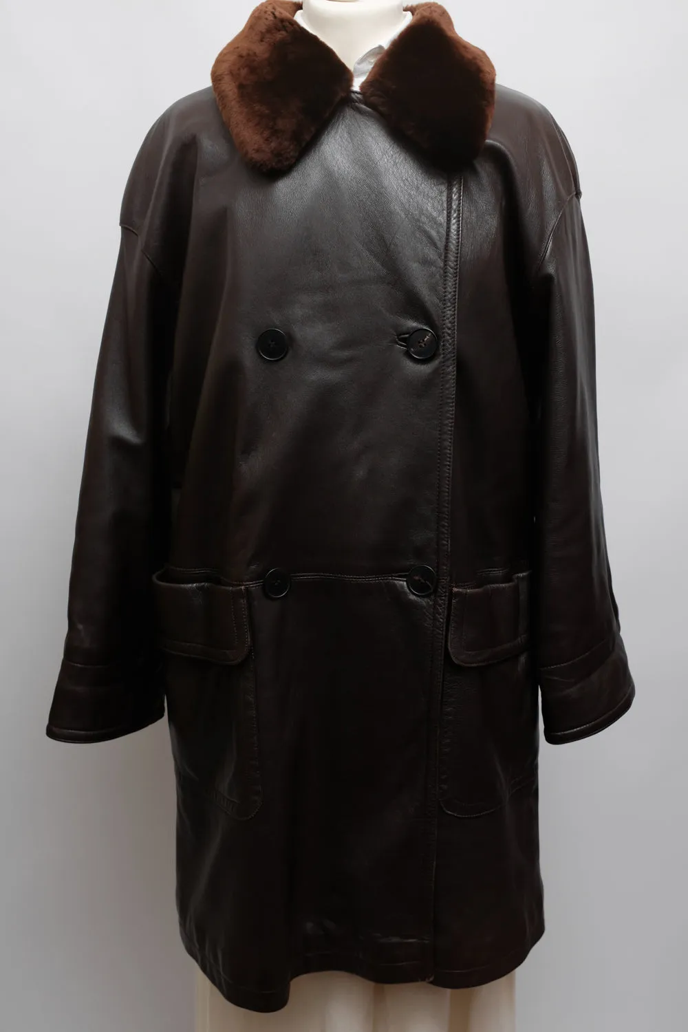 VINTAGE BROWN LEATHER COAT