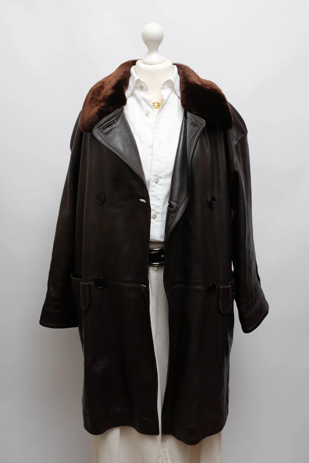 VINTAGE BROWN LEATHER COAT