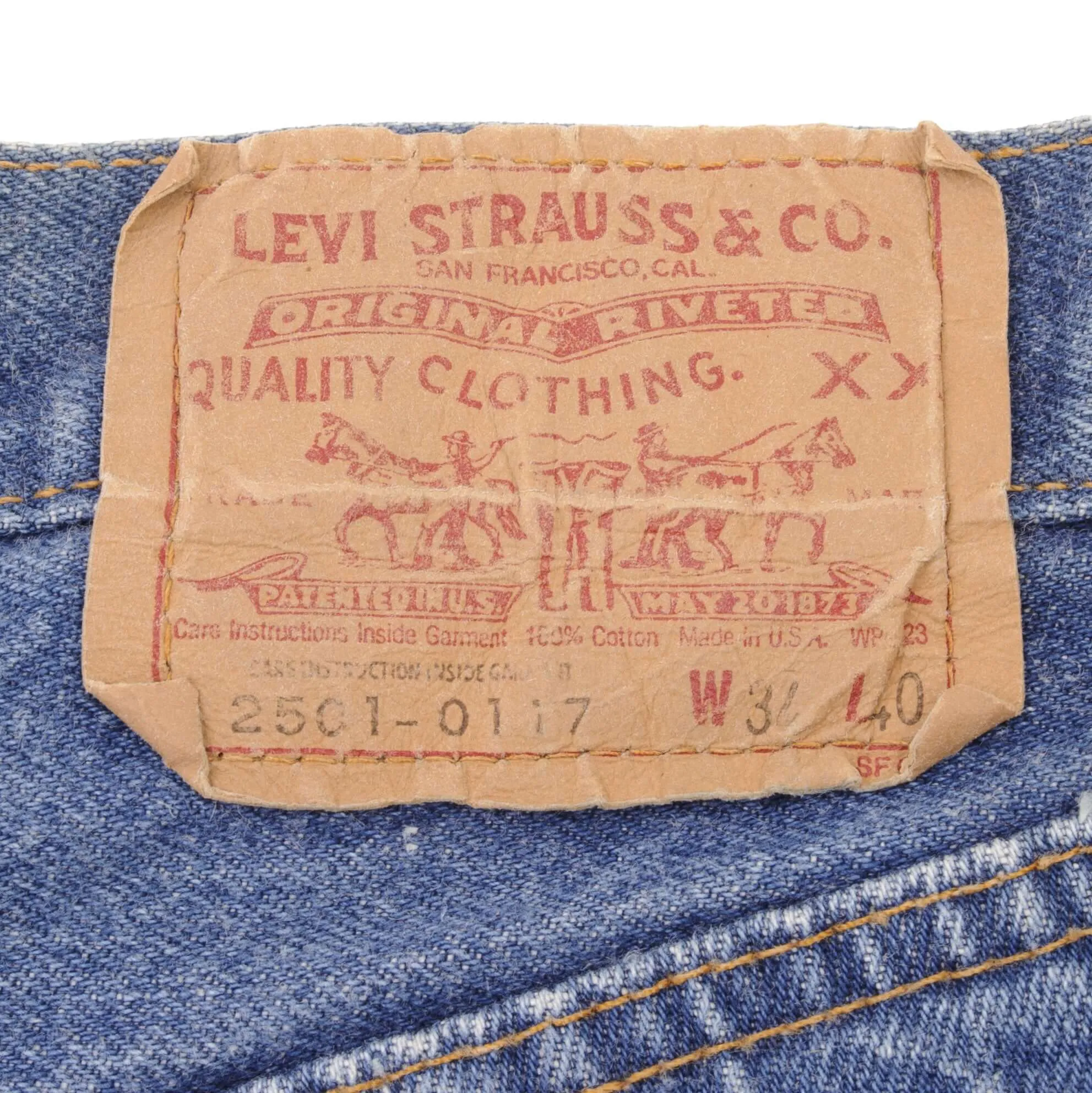 VINTAGE LEVIS 501 JEANS INDIGO 1980S SIZE W33 L37 MADE IN USA