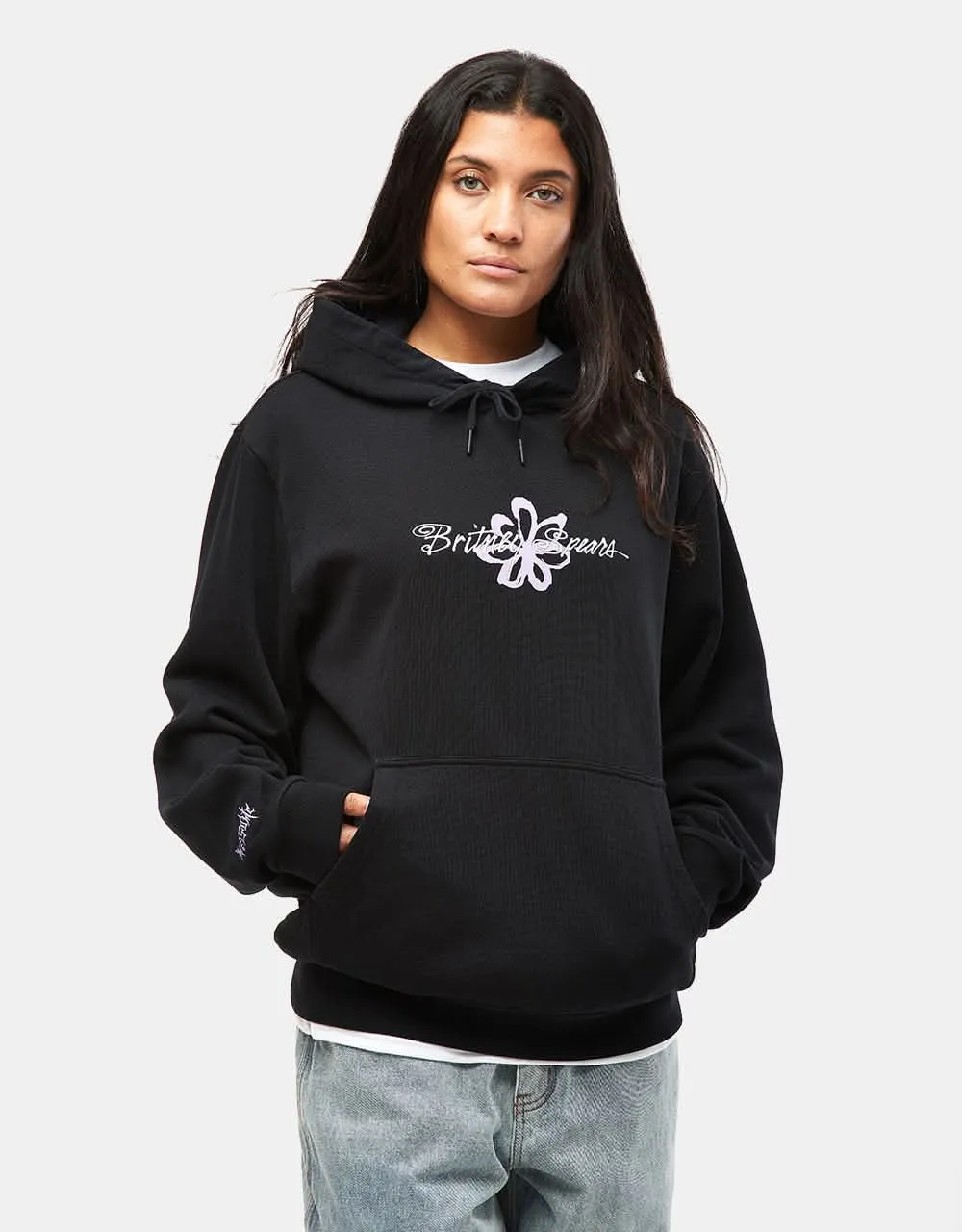 Welcome x Britney Spears Flower Pigment-Dyed Pullover Hoodie - Black